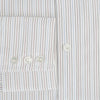 View 4 of product The Turnbull & Asser Red and Blue Double Pinstripe Mayfair Shirt features long sleeves, a collar, and button-up front, crafted from fine Italian cotton, displayed on a plain white background.