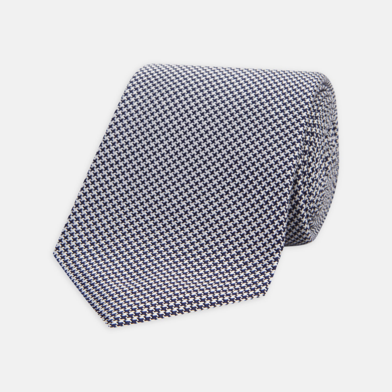 View 1 of product Seven-Fold Navy & White Houndstooth Silk Tie