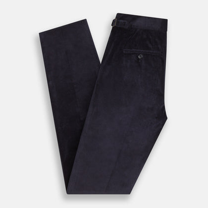 Navy Corduroy Henry Trousers Image 4