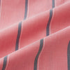 View 8 of product The Coral Pink Track Stripe Westminster Shirt by Turnbull & Asser features vertical navy and white stripes, a tailored fit, pointed collar, and buttoned cuffs—is displayed laid flat on a white background.