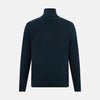 View 3 of product A dark green melange cashmere half-zip jumper by Turnbull & Asser, featuring a long-sleeve, mock neck design with a simple, classic look and no visible patterns or logos, displayed against a plain white background.