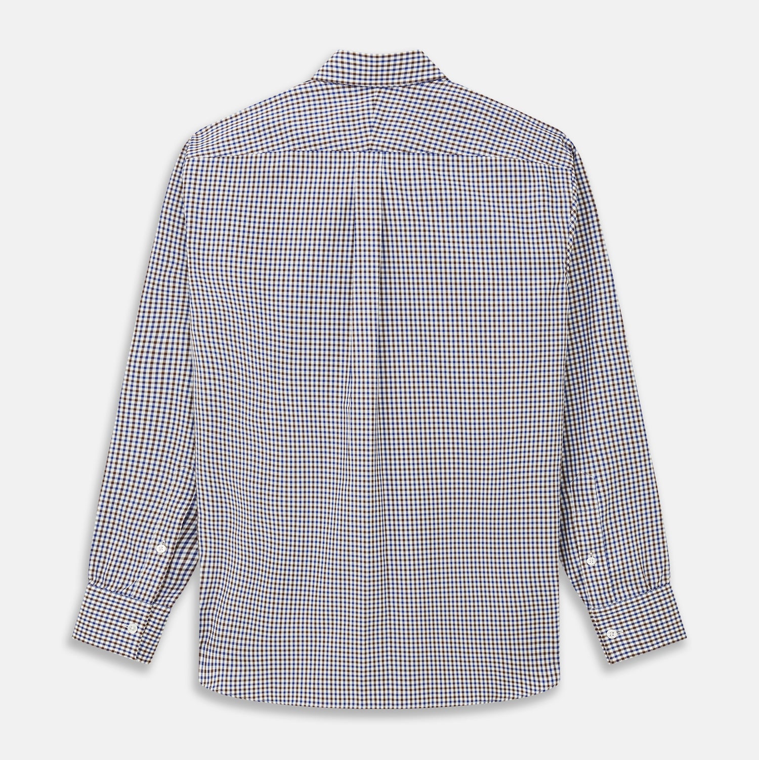 View 5 of product A must-have for any men's wardrobe, the Turnbull & Asser Brown and Blue Cotton Multi Check Weekend Fit Finch Shirt features long sleeves, button-down design, collar, and buttoned cuffs in a stylish check pattern.