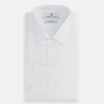 White Superfine Oxford Cotton Shirt with T&A Collar and 3-Button Cuffs Image 3