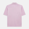 View 3 of product The Turnbull & Asser Pink Polo Shirt is a men's cotton polo with short sleeves, a collar, three dark buttons, and a chest pocket with a button, shown laid flat on a white background.
