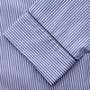 View 4 of product The Turnbull & Asser Women's Harriet Blue Bengal Stripe Pyjama Set features premium cotton, a long-sleeve button-up top with chest pocket, and drawstring pants—an ideal gift option.