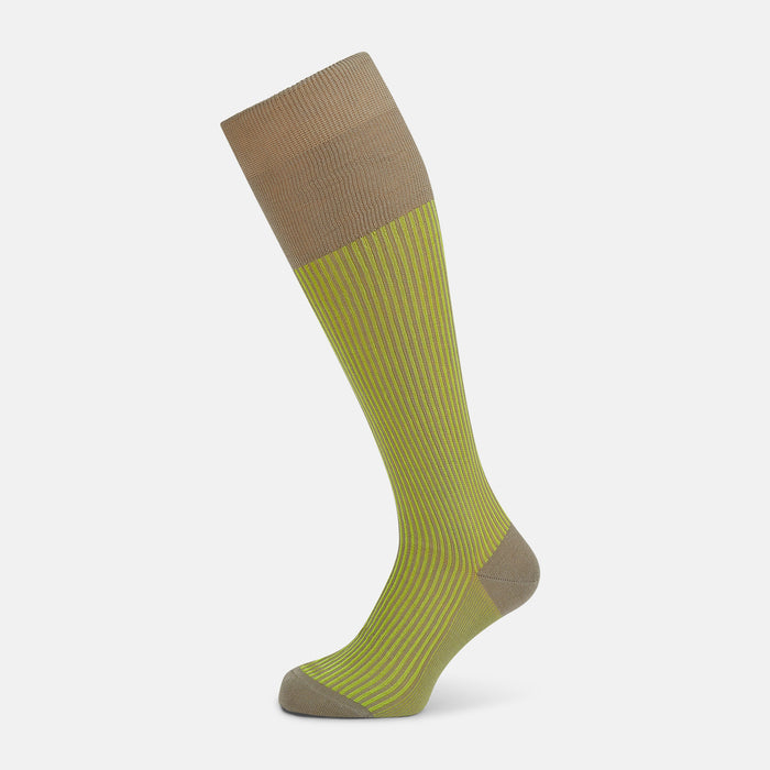 Lime/grey Thin Striped Long Socks