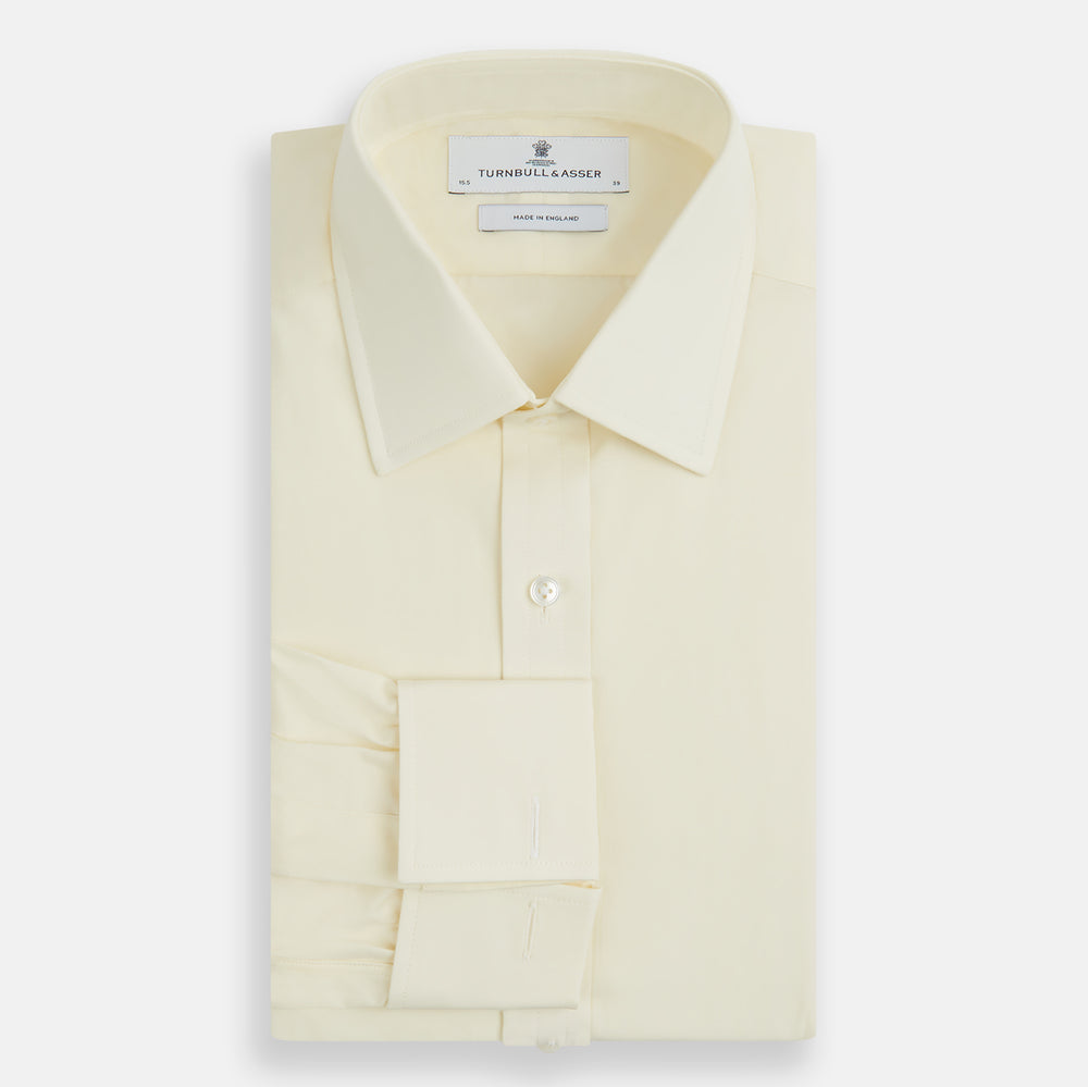 The Cream Cotton Shirt with T&A Collar and Double Cuffs by Turnbull & Asser is shown laid flat on a white background.