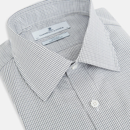 Midnight Blue Micro  Tattersall Check Mayfair Shirt Image 1