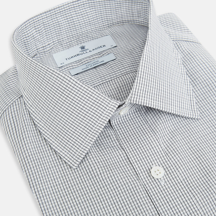 Midnight Blue Micro  Tattersall Check Mayfair Shirt Image 1