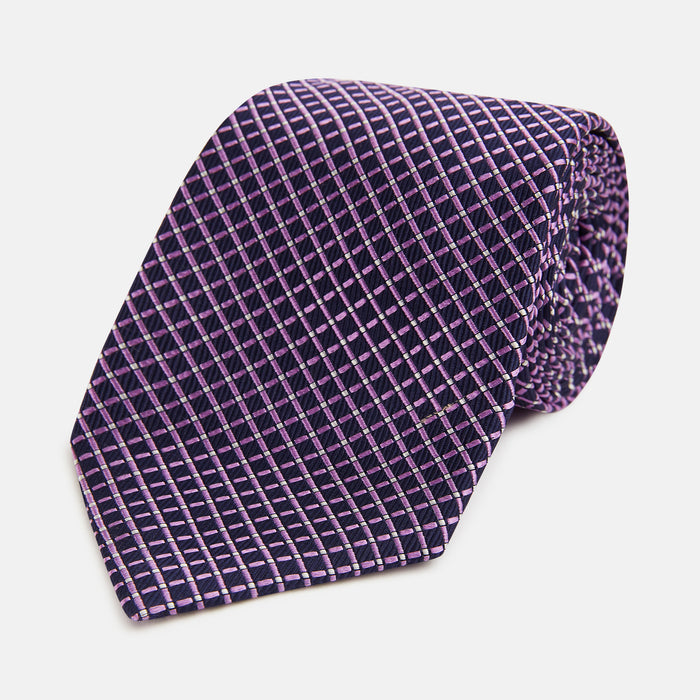 Purple and Navy Diamond Silk Tie
