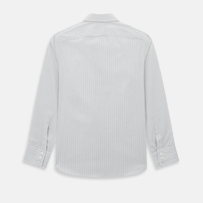 Grey and Blue Pinstripe Westminster Shirt Image 2