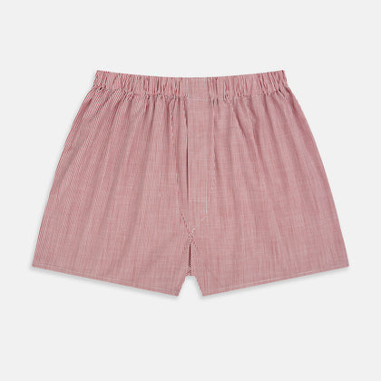 Red Fine Bengal Stripe Godfrey Boxer Shorts
