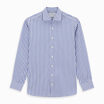 Tailored Fit Blue and White Candy Stripe Shirt with Kent Collar and 3-Button Cuffs
