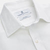 View 2 of product The Turnbull & Asser White Weekend Fit Linen Finch Shirt features a Derby collar and chest pocket, laid flat on a white background—an effortlessly classic choice for casual weekends.