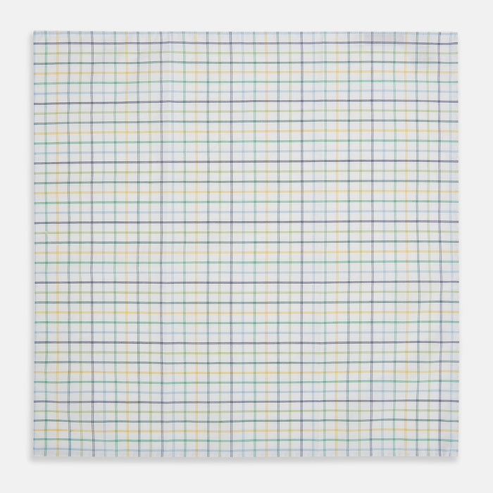 Yellow Multi Double Grid Check Hand-Rolled Handkerchief Image 2