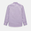 View 3 of product A long-sleeve, button-up Lilac Grid Check Windsor Shirt by Turnbull & Asser, featuring a black windowpane pattern and a refined Windsor collar, displayed on a plain white background.