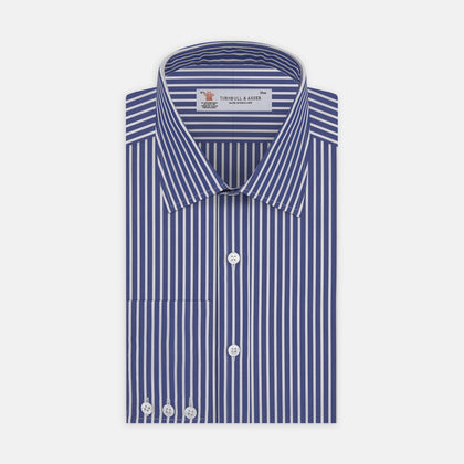 Navy and White Deep Stripe Cotton Fabric Image 1