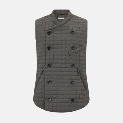 Shadow Grey Double-Breasted Quilted Gilet