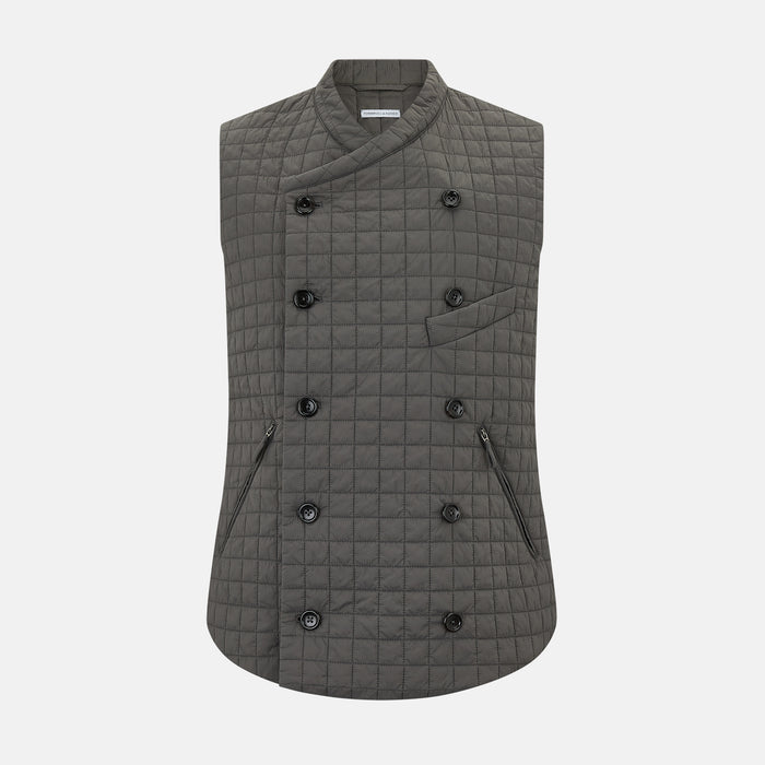 Shadow Grey Double-Breasted Quilted Gilet