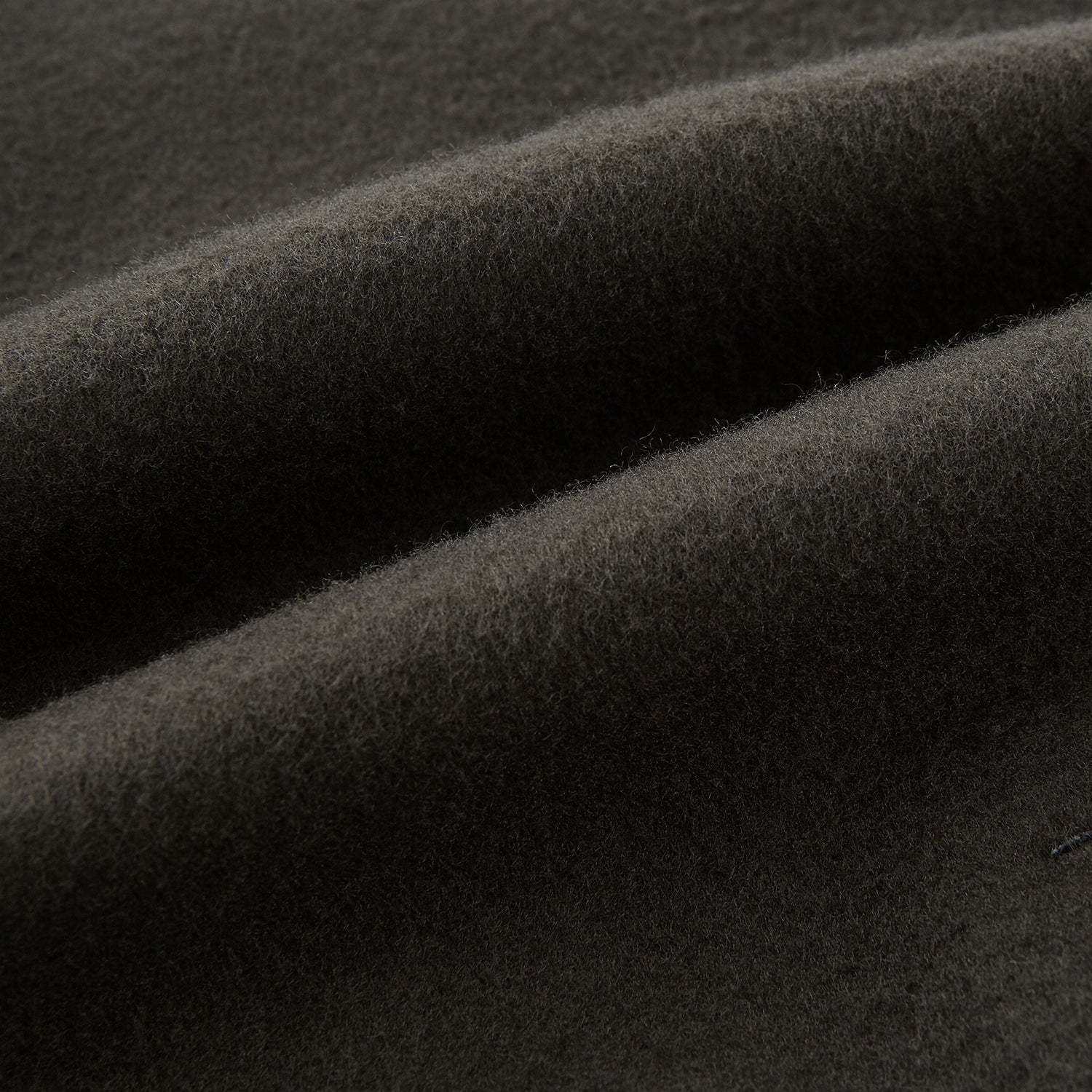 View 5 of product The Turnbull & Asser Olive Brown Apsley Single-Breasted Caban Coat for men features three buttons, notched lapels, and three front pockets, shown against a plain white background.