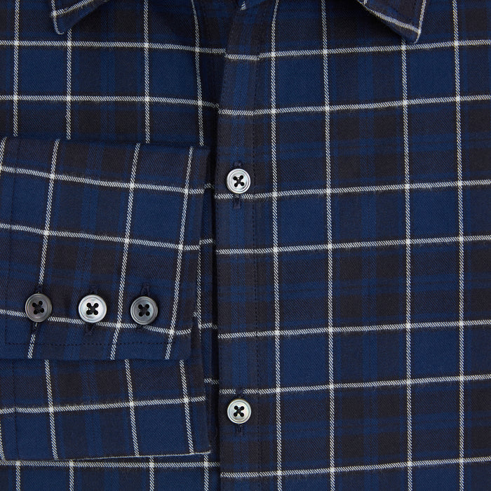 Navy and White Check Windsor Shirt Image 3