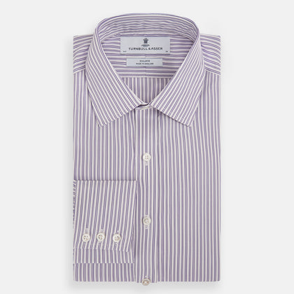 Purple Ticking Stripe Mayfair Shirt Image 4