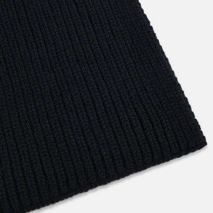 Navy Rib-Knit Cashmere Scarf Image 1