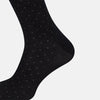 View 4 of product A single Navy/Pale Blue Polka Dot Mid-Length Sock by Turnbull & Asser, displayed upright on a white background.