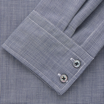 Navy Houndstooth Wool Tailored Fit Shelton Shirt Image 1