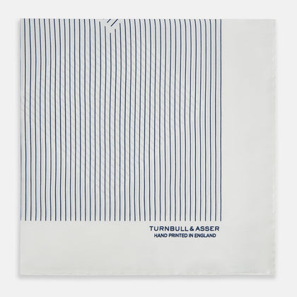 White Stripe Silk Pocket Square Image 2