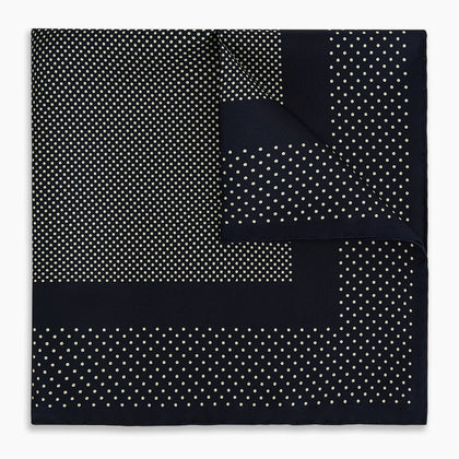 Navy and Cream Dot Silk Pocket Square Image 4