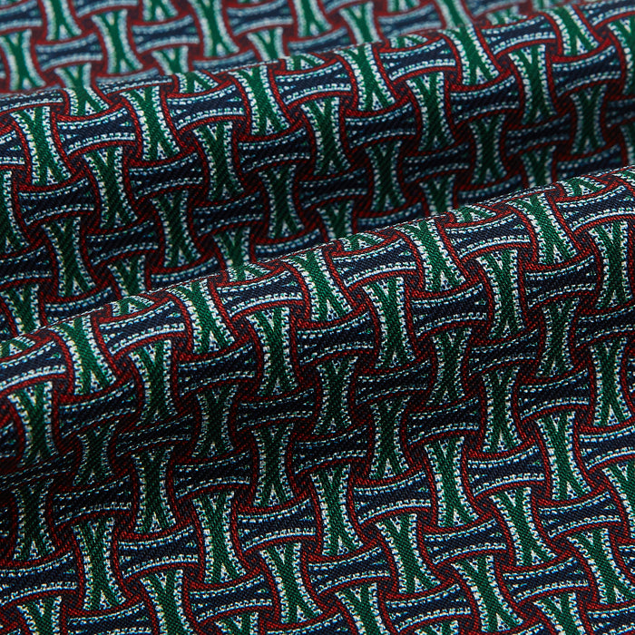 Forest Green and Red Weave Patterned Silk Cravat Image 3