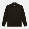 View 1 of product A brown Rugby Polo Shirt by Turnbull & Asser, made of pure cotton with long sleeves, a collar, and a short buttonless placket, is laid flat on a white background.