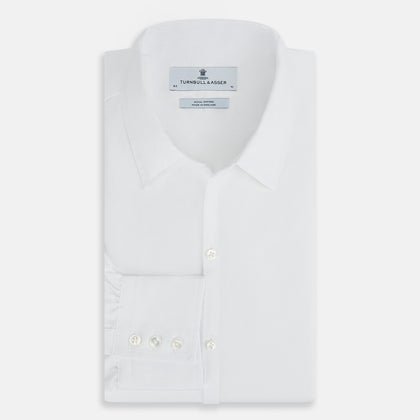 WHITE ROYAL OXFORD COTTON WINDSOR SHIRT WITH TURNBULL OPEN COLLAR AND 3-BUTTON CUFFS Image 4