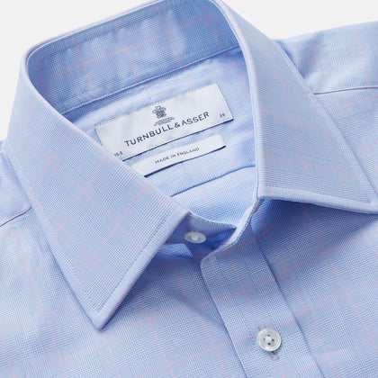 Blue and Pink Prince of Wales Check Mayfair Shirt Image 1