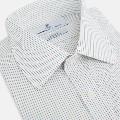 Petrol Hairline Stripe Mayfair Shirt Image 1