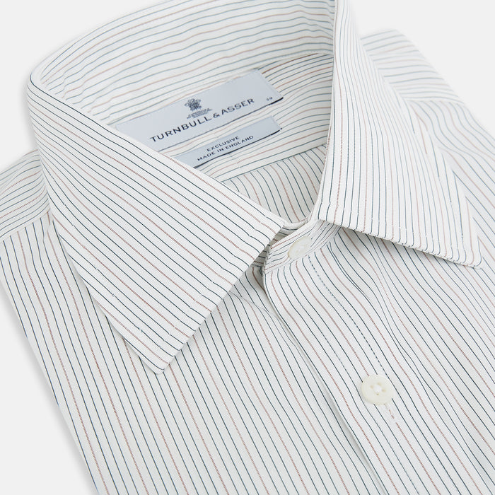 Petrol Hairline Stripe Mayfair Shirt Image 1