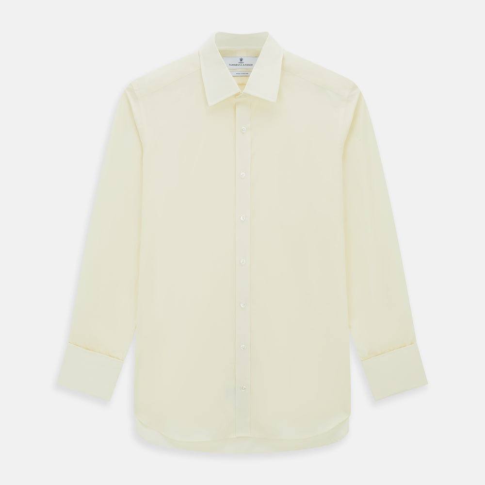 The Cream Cotton Shirt with T&A Collar and Double Cuffs by Turnbull & Asser is shown laid flat on a white background.