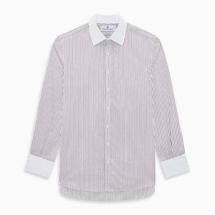 Red Double Stripe Shirt with Contrast T&A Collar and Cuffs Image 6