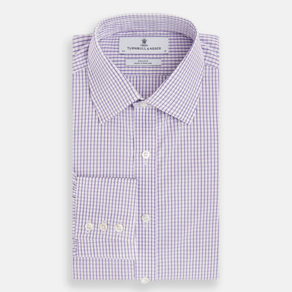 Purple Micro Shadow Check Mayfair Shirt Image 4