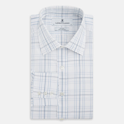 Blue and Grey Multi Check Mayfair Shirt Image 4