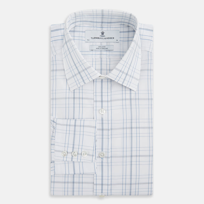 Blue and Grey Multi Check Mayfair Shirt Image 4