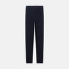 View 1 of product The Turnbull & Asser Light Navy Corduroy Charles Trousers feature a straight-leg fit, stretch cotton, belt loops, front pockets, and a button-zip closure—highlighting British tailoring against a white background.