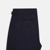 View 5 of product Turnbull & Asser Navy Linen Henry Trousers feature a button closure and pressed front creases, ideal as formal navy trousers, and are shown against a plain white background.