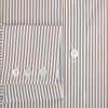 View 4 of product The Coffee Shadow Stripe Mayfair Shirt by Turnbull & Asser is a long-sleeve, button-down style with a T&A collar and fine beige and white stripes, crafted from premium Italian cotton and shown on a white background.