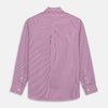 View 7 of product The Turnbull & Asser Purple & White Stripe Weekend Fit Shirt features a Derby collar, chest pocket, and 1-button cuffs—ideal for casual weekends.