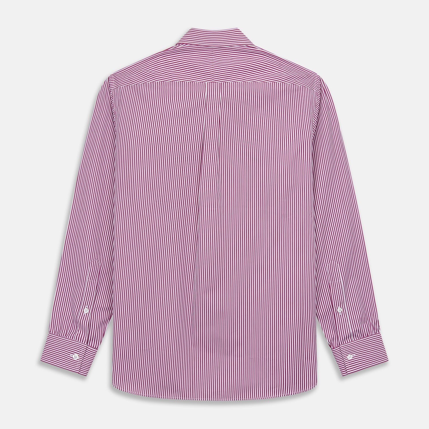 View 7 of product The Turnbull & Asser Purple & White Stripe Weekend Fit Shirt features a Derby collar, chest pocket, and 1-button cuffs—ideal for casual weekends.