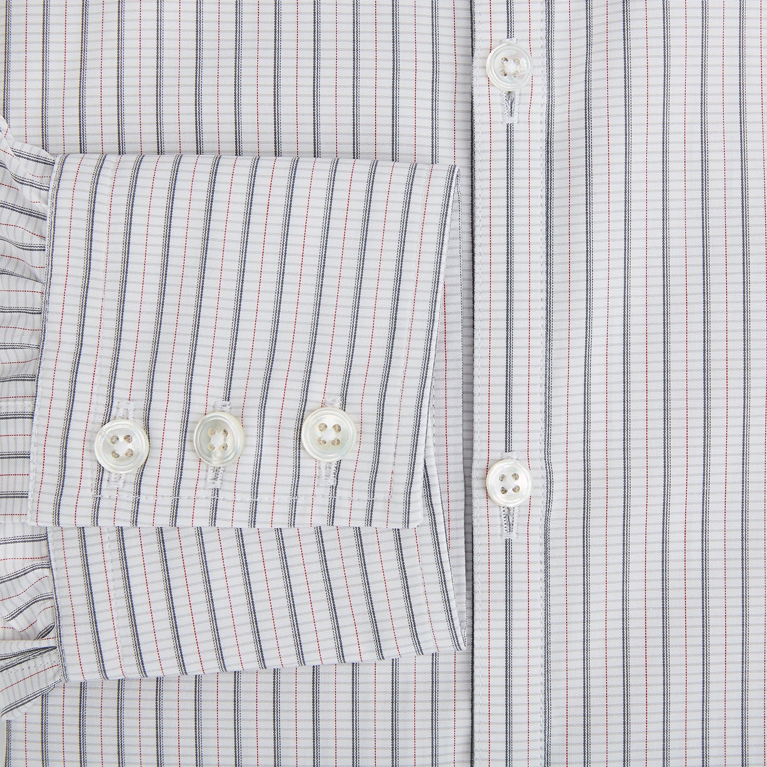 View 4 of product A red and navy graph check Westminster shirt by Turnbull & Asser with a formal collar and tailored fit, featuring a button-up front and buttoned cuffs, laid flat on a white background.