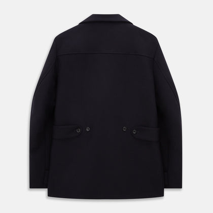 Navy Wellington Double-Breasted Caban Coat Image 2