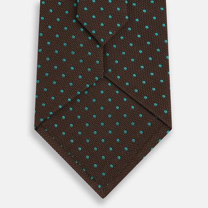 Green and Brown Micro Dot Silk Tie Image 2
